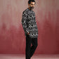 trueBrowns Men's Black Ikat Print Mandarin Collar Kurta Co-ord set - Swadesiicart