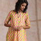 trueBrowns Lime Pink Zig-Zag Lines Print Cotton Kurta Pant Set | Relove | Swadesiicart
