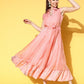 Ahalyaa Belted Tiered Empire Ethnic Dress | Swadesiicart