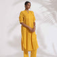 trueBrowns Yellow Cotton Pleated Shirt Kurta Set | Swadesiicart