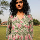 trueBrowns Sage Cotton Block Print Lapel Collared Dress | Swadesiicart