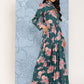 Ahalyaa Floral Print Puff Sleeves Tie-Up Neck Crepe Ethnic Gown With Cut-Out Detail | Swadesiicart