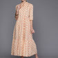 Ahalyaa Floral Print Mandarin Collar Tiered Midi Pure Cotton Ethnic Dress | Swadesiicart