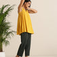 trueBrowns Mustard Cotton Dobby Sleeveless Co-ord Set - Swadesiicart