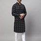 Even Apparels Black Pure Cotton Kurta With Band Collar | Swadesiicart