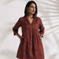 trueBrowns Brown Cotton Print Pleated Top & Pants Co-ord Set - Swadesiicart