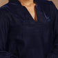 trueBrowns Midnight Blue Velvet Solid Co-ord Set - Swadesiicart