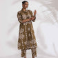 trueBrowns Olive Green Cotton Stripe Print Shirt Kurta Set | Swadesiicart