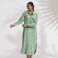 trueBrowns Green Cotton Embroidered Shirt Dress | Swadesiicart