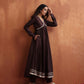 trueBrowns Brown Metallic Flared Anarkali Kurta Set | Swadesiicart