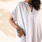 trueBrowns White Cotton Oversized Dress | Swadesiicart