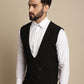 Even Apparels Men's Black Double Breast Waistcoat | Swadesiicart