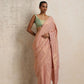 trueBrowns Pink Gold Lurex Ready To Wear Saree | Swadesiicart