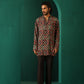 trueBrowns Men's Black Ikat Muslin Silk Printed Co-ord Set - Swadesiicart