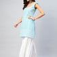 InWeave Women's Sky Blue Sweetheart Neckline Kurta - Swadesiicart