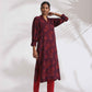 trueBrowns Purple Floral Print Kurta Set | Swadesiicart
