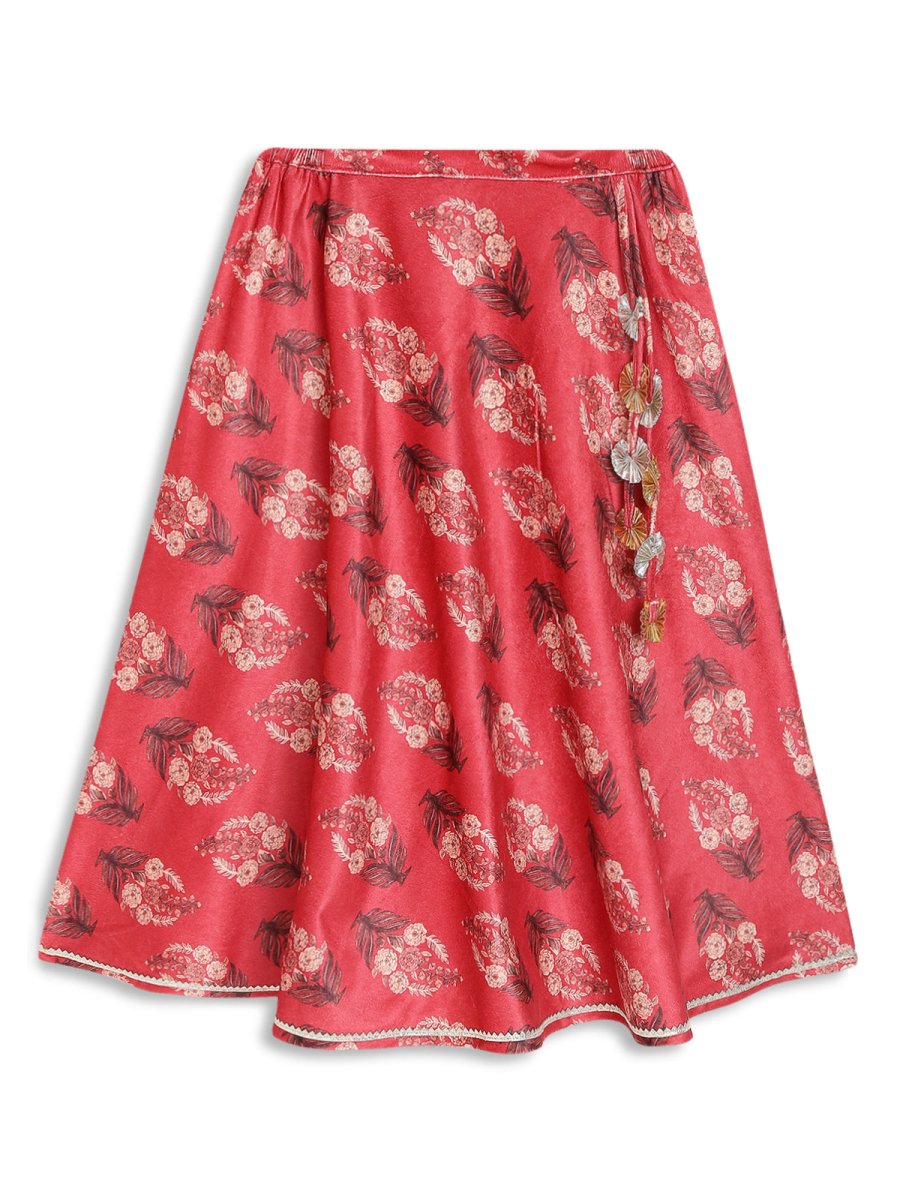 Ahalyaa Girls Floral Printed Velvet Ready to Wear Kids Lehenga Choli | Swadesiicart