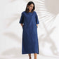 trueBrowns Blue Slub Dress | Swadesiicart