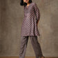 trueBrowns Grey Pink Floral Printed Silk Co-Ord Set - Swadesiicart