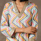 trueBrowns Multicolour Lehariya Printed Silk Kurta Pant Set | Swadesiicart