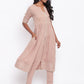 trueBrowns Pure Cotton Beige Gota Slit Kurta Set | Swadesiicart