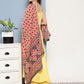 InWeave Women's Light Yellow Ray Strappy Set With Orange Floral Cotton Dupatta - Swadesiicart