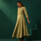 trueBrowns Green Square Viscose Silk Flared Kurta Pant Set | Swadesiicart