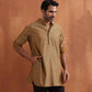 trueBrowns Men's Mustard Cotton Dobby Short Kurta | Swadesiicart