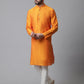 Even Apparels Orange Solid Kurta With Band Collar | Swadesiicart