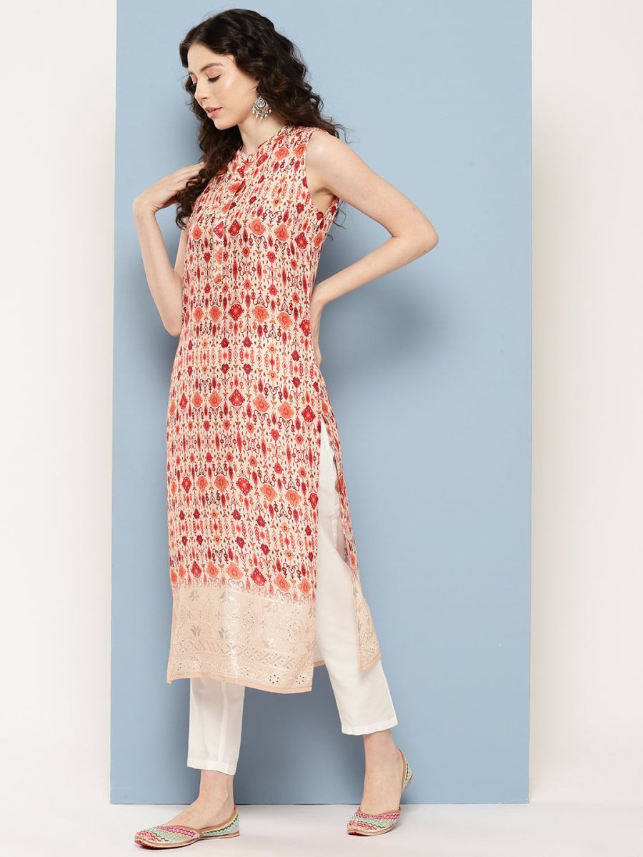 Ahalyaa Women Ethnic Motifs Embroidered Gotta Patti Kurta | Swadesiicart