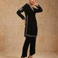 trueBrowns Black Velvet Embroidered Co-ord Set - Swadesiicart