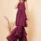 InWeave Women's Purple Lace Work Double Layer Sharara Set - Swadesiicart
