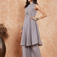 InWeave Light Grey Lurex Halter Neck W/S Kurta Palazzo Set - Swadesiicart