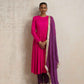 trueBrowns Pink Crinkle Anarkali Kurta Pant Dupatta Set | Swadesiicart