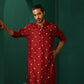 trueBrowns Men's Maroon Diamond Viscose Silk Long Kurta | Swadesiicart