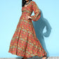 InWeave Women's Rust Edgy Print Dress - Swadesiicart