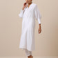 trueBrowns Cotton White Weave Collar Kurta Pant Set | Relove | Swadesiicart