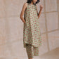 trueBrowns Beige Overall Brown Floral Block Print Cotton High-Low Co-Ord Set - Swadesiicart