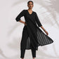 trueBrowns Black Cotton High Slit Kurta Set | Swadesiicart