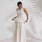 trueBrowns Off-White Cotton Skirt Co-ord Set - Swadesiicart