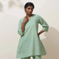 trueBrowns Mint Green Cotton Linen Kurta Co-Ord Set - Swadesiicart