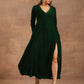 trueBrowns Green Velvet Dress | Swadesiicart