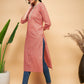 InWeave Women's Coral Blue Boota Print Gota Straight Kurta - Swadesiicart