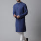 Even Apparels Blue Long Kurta With Band Collar | Swadesiicart