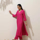 trueBrowns Pink Viscose Kurta Pant Set | Swadesiicart