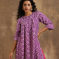 trueBrowns Purple Zig-Zag Printed Silk Kurta Pant Set | Swadesiicart