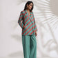 trueBrowns Green Cotton Print Jacket Top Co-ord Set - Swadesiicart
