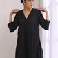 trueBrowns Black Dobby Neck Pleat Kurta Pant Set | Swadesiicart