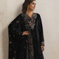 trueBrowns Black Velvet Floral Embroidered Kurta Pant Dupatta Set | Swadesiicart