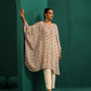 trueBrowns Off White Circle Floral Muslin Silk Printed Kaftan Pant Set | Swadesiicart
